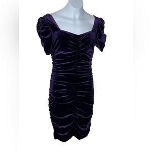 Miss behave girls purple velvet ruched dress sz 12 NWT